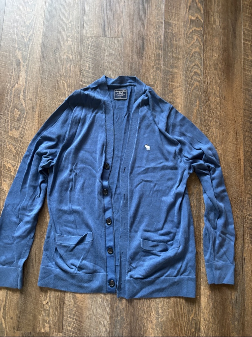 Abercrombie & Fitch Men's Navy Blue Cardigan with Shawl Collar